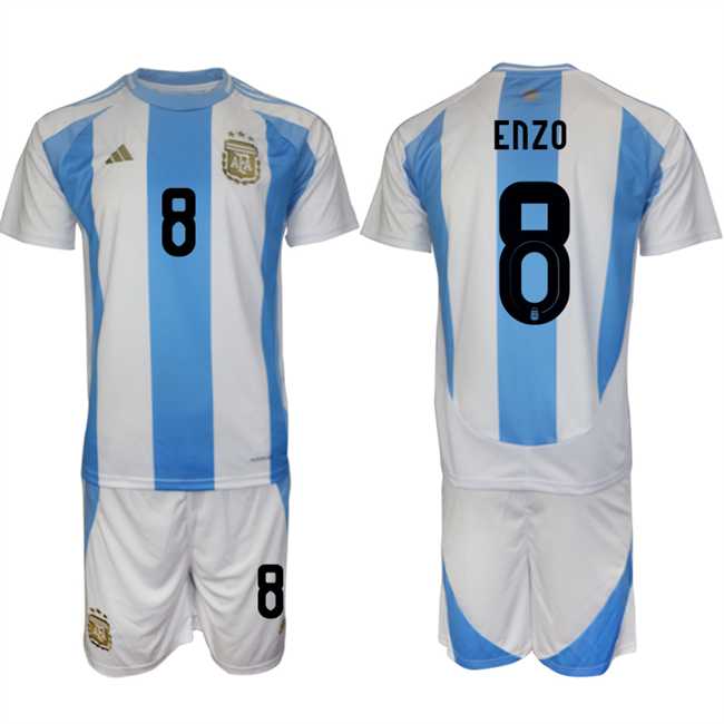 Men's Argentina #8 Enzo White Blue 2024-25 Home Soccer Jersey Suit,We sell and wholesale Men's Argentina #8 Enzo White Blue 2024-25 Home Soccer Jersey Suit on line form chian!